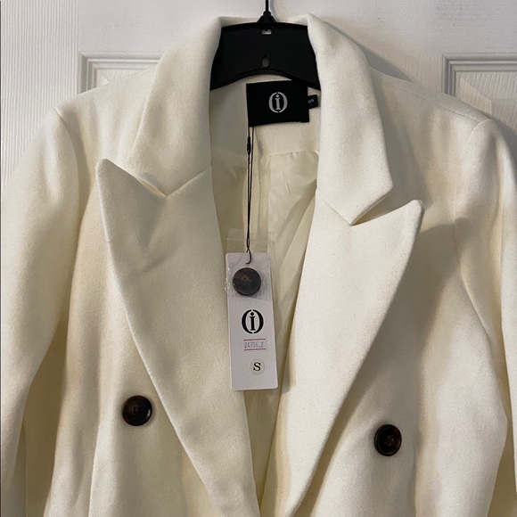 Chic Cream Double-Breasted Women's Trench Coat size S length 43” bust 34” - Picture 4 of 8